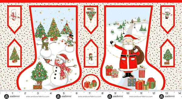 Makower UK, Jolly St Nick, Christmas Stockings Panel