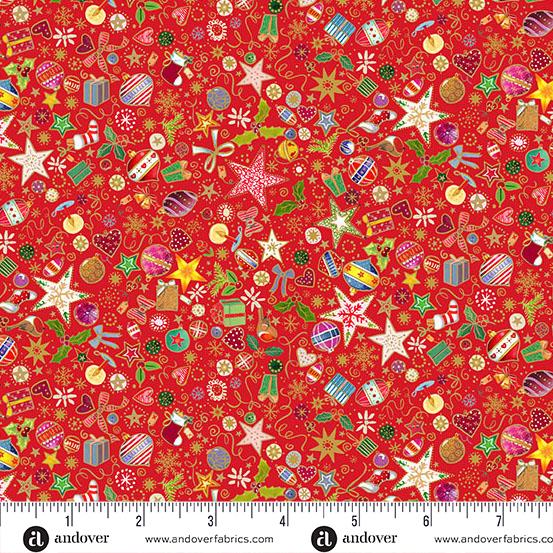 Makower UK, Jolly St Nick, Christmas Treasures, Red