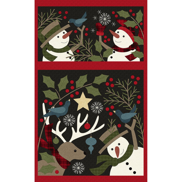 Maywood Fabrics, Holly Jolly Flannel, 27" Snowmen Panel