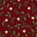 Maywood Fabrics, Holly Jolly Flannel, Holly, Red
