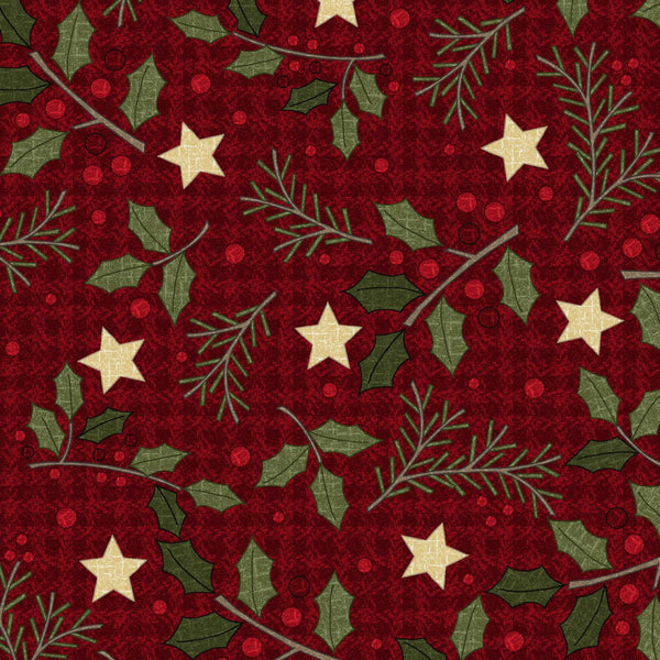 Maywood Fabrics, Holly Jolly Flannel, Holly, Red