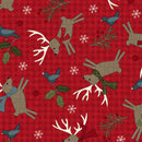 Maywood Fabrics, Holly Jolly Flannel, Reindeer, Red