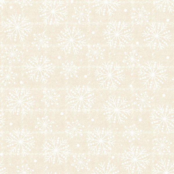 Maywood Fabrics, Holly Jolly Flannel, Snowflakes, Cream
