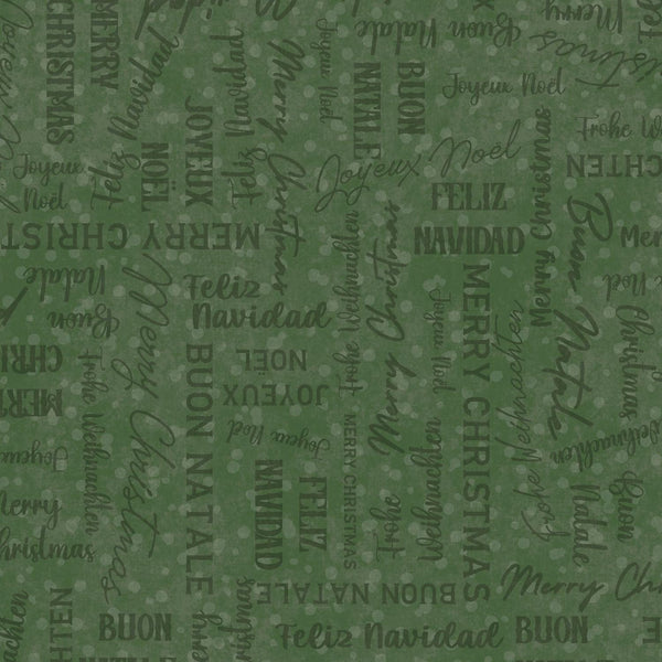 Maywood Fabrics, Winter Wreaths, Words, Green