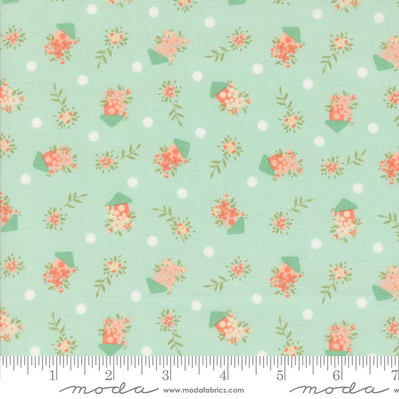 Moda Fabrics, Abloom, Floral Sprigs, Robins Egg