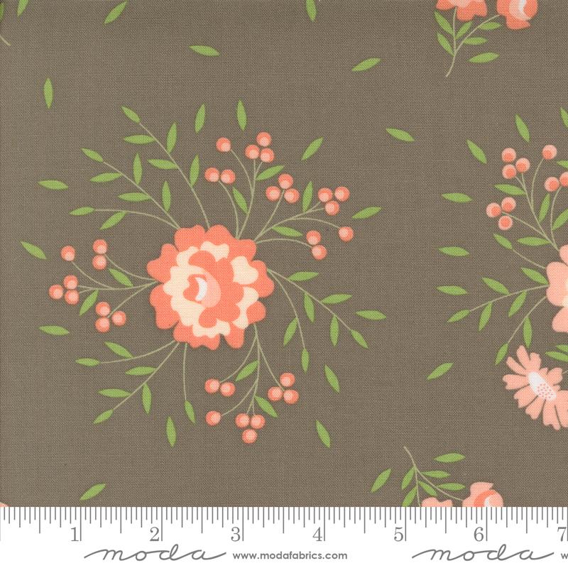 Moda Fabrics, Abloom, Large Scale Floral, Slate Gray