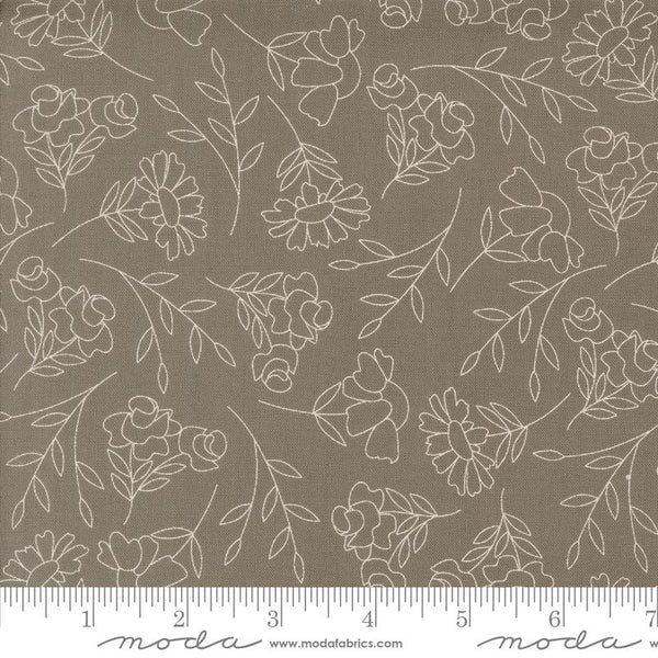 Moda Fabrics, Abloom, Line Work Floral, Slate