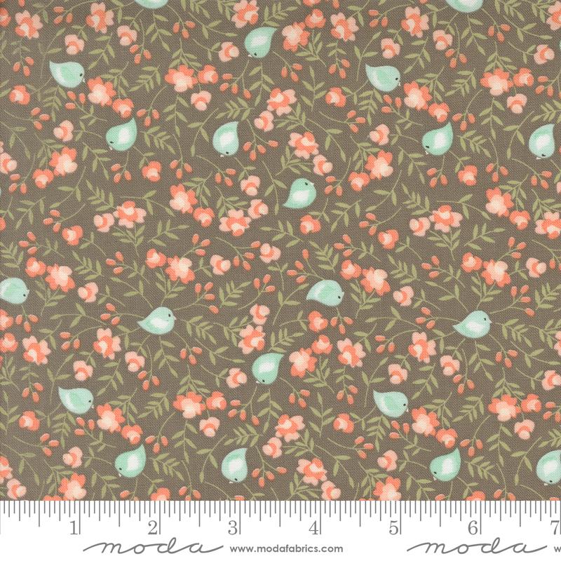 Moda Fabrics, Abloom, Small Scale Floral, Slate