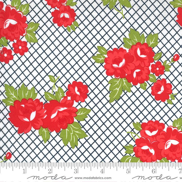 Moda Fabrics, Sunday Stroll - ROT Coated - White Navy