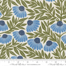 Moda, Garden Series, Echinacea Large Floral, Blue on Cream
