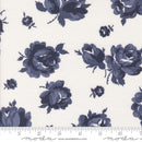 Moda, Summertime, Large Blue Roses on Cream