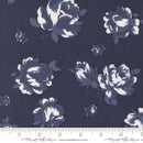 Moda, Summertime, Large Blue Roses on Navy