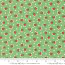 Moda, Summertime, Tiny Tossed Red Flowers on Green