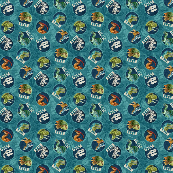 Northcott, Dino Roar, Dino Heads Toss, Teal
