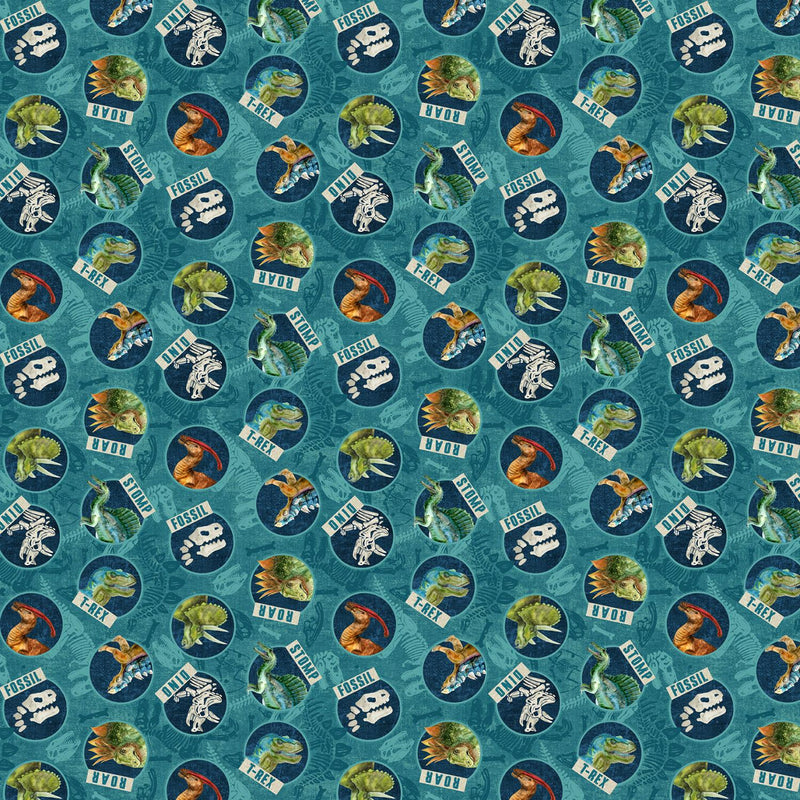 Northcott, Dino Roar, Dino Heads Toss, Teal