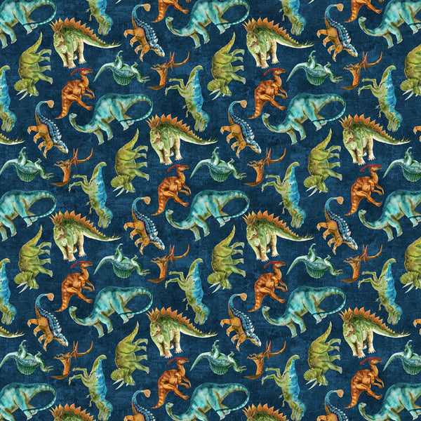 Northcott, Dino Roar, Tossed Dinosaurs, Teal