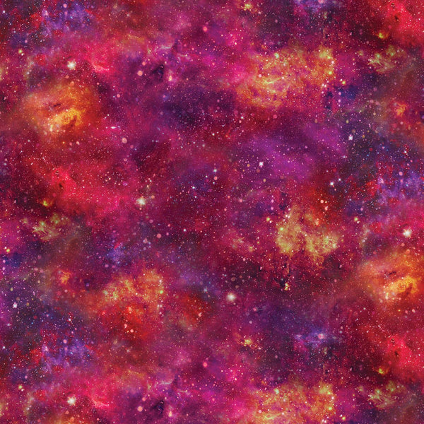 Northcott Fabrics, Space Odyssey, Deep Space Clouds, Fuschia