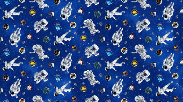 Northcott Fabrics, Space Odyssey, Floating Astronauts, Blue