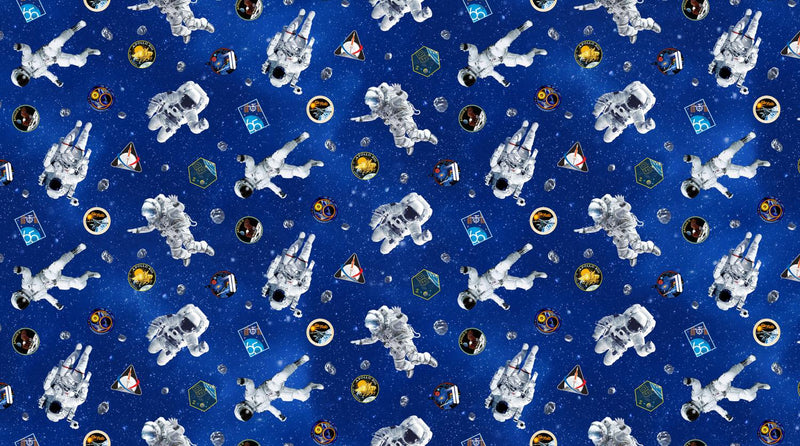 Northcott Fabrics, Space Odyssey, Floating Astronauts, Blue