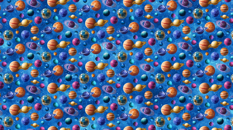 Northcott Fabrics, Space Odyssey, Floating Planets, Blue