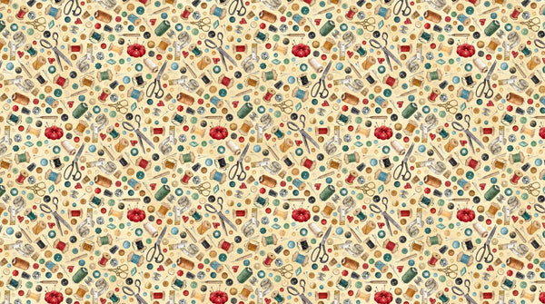 Northcott Fabrics, Stonehenge Stitchin, Tossed Notions, Cream