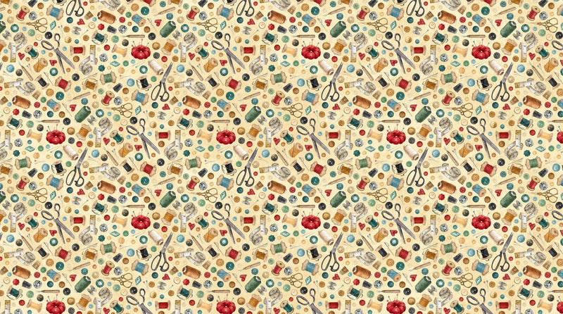 Northcott Fabrics, Stonehenge Stitchin, Tossed Notions, Cream