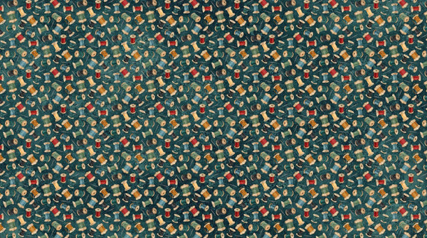 Northcott Fabrics, Stonehenge Stitchin, Tossed Spools, Teal