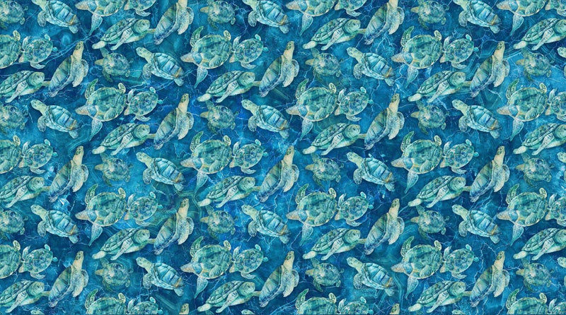 Northcott Fabrics, Turtle Bay,Tossed Turtles, Aqua