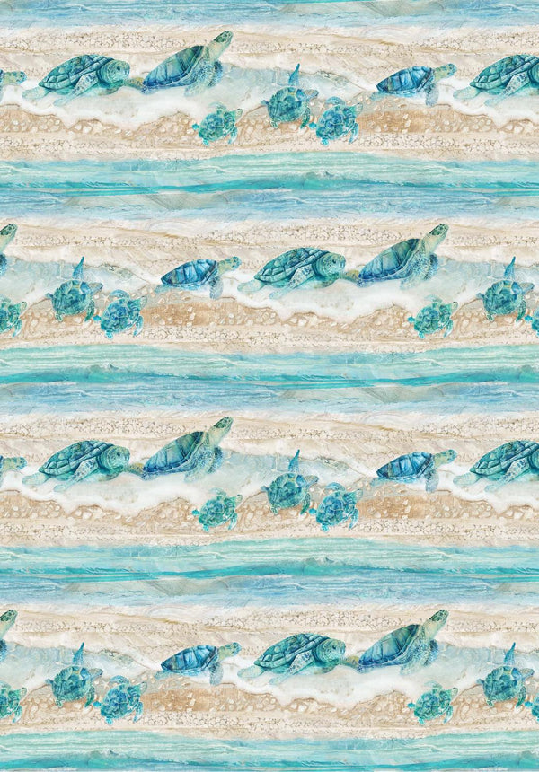 Northcott Fabrics, Turtle Bay, Stripe Turtles, Running Yardage