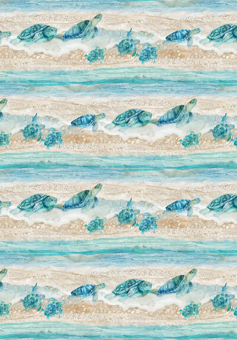 Northcott Fabrics, Turtle Bay, Stripe Turtles, Running Yardage