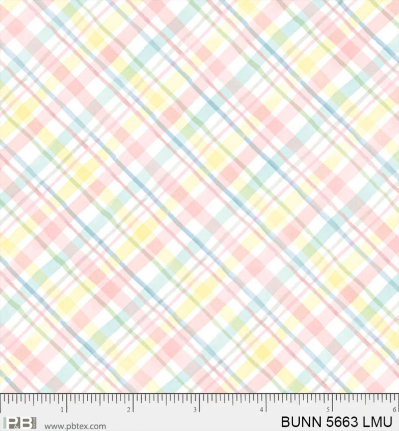 P&B Textiles , Bunnies & Blooms, Diagonal Plaid, Multi