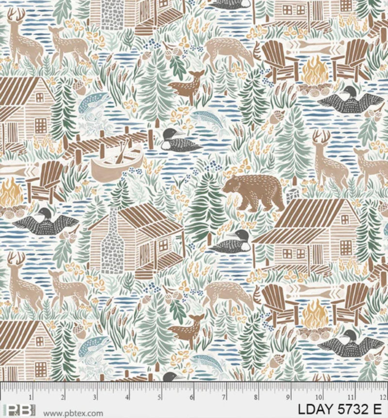 P&B Textiles, Lakeside Days, Scenic Lake Allover, Light