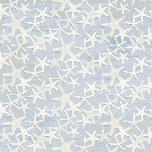 P & B Textiles, Sea Whispers, Tossed Shells, Blue