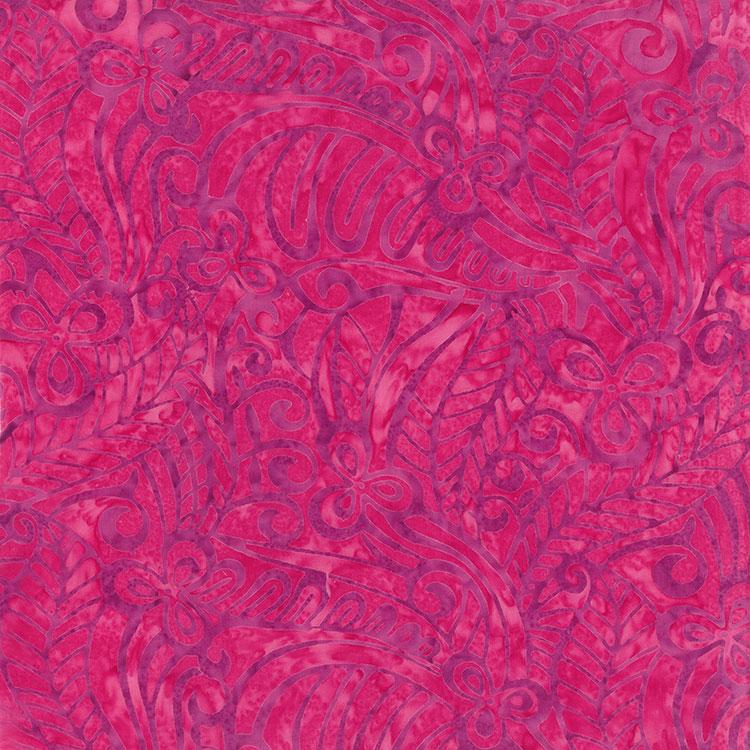 Paradise Bay Batiks, Leaves, Raspberry