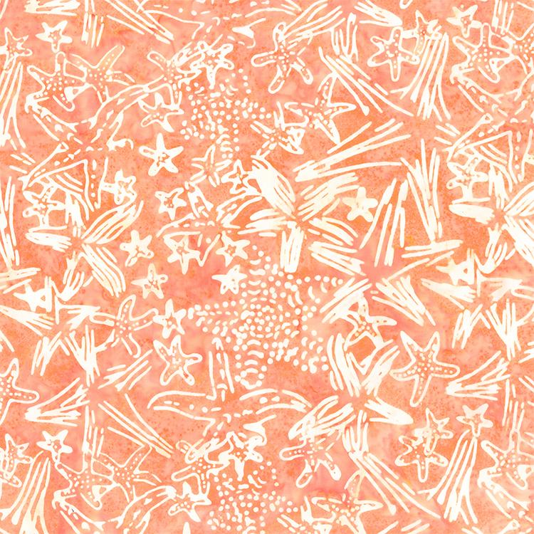 Paradise Bay Batiks, Starfish Collage, Peach