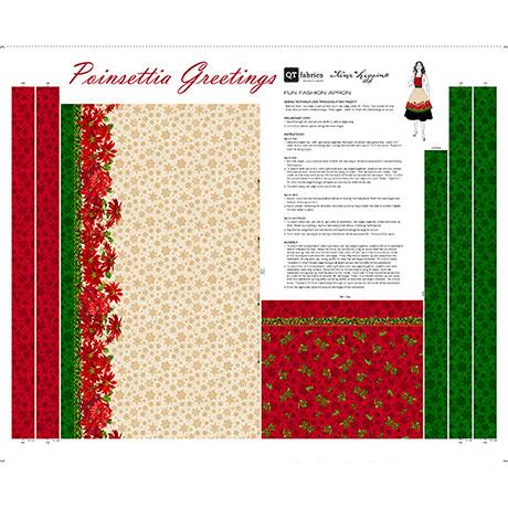 Poinsettia Greetings Apron Panel