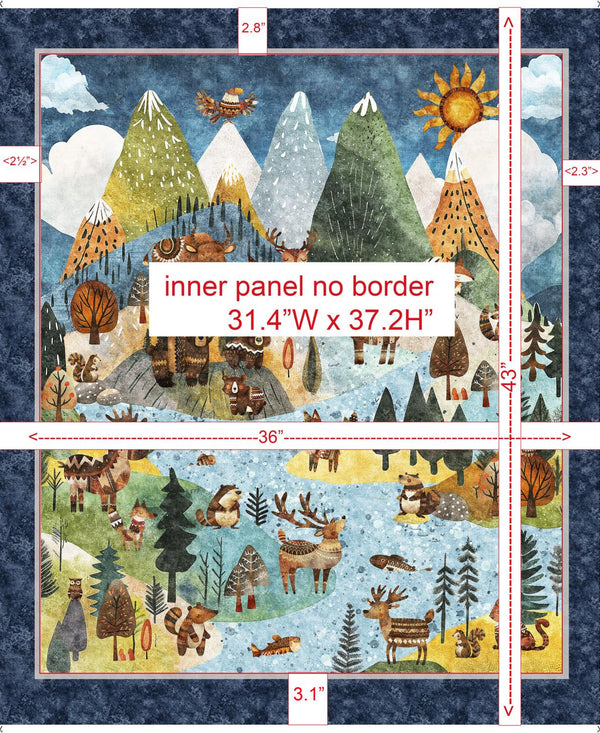 QT Fabrics, Bearsville, Scenic Panel, 36" X 42", Multi