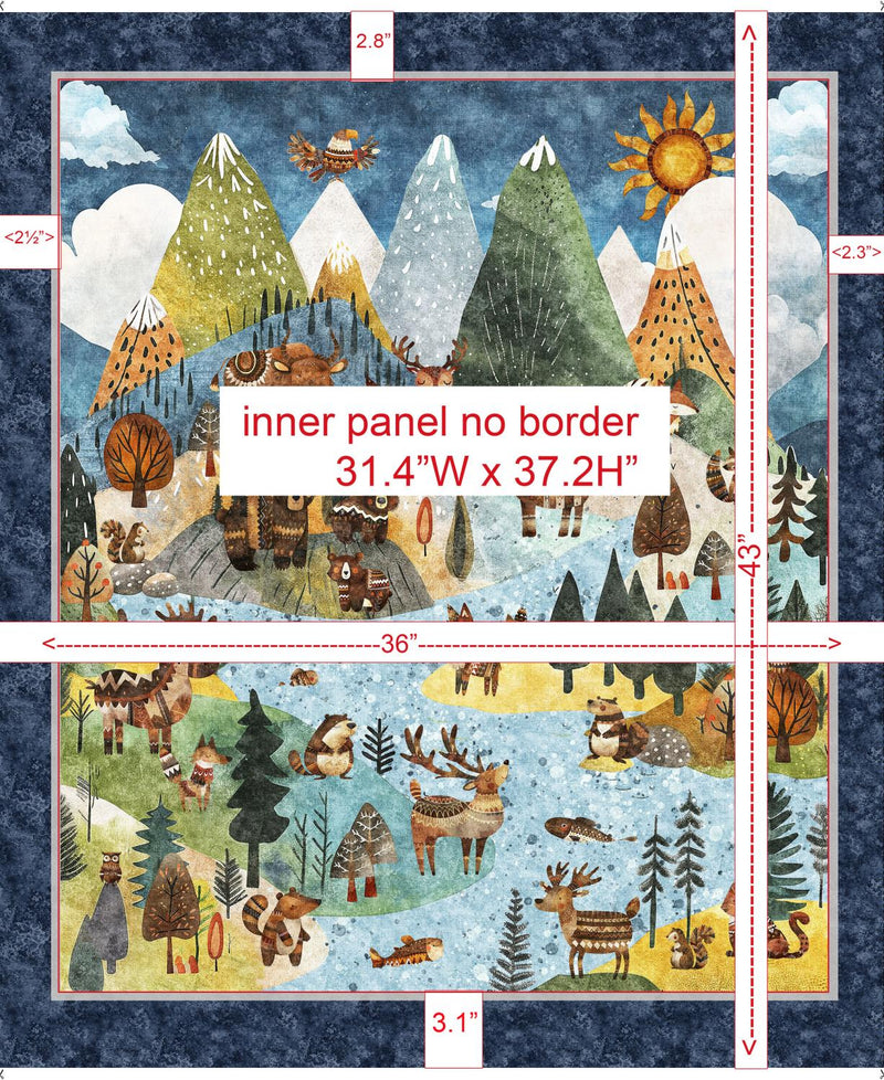 QT Fabrics, Bearsville, Scenic Panel, 36" X 42", Multi