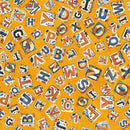 QT Fabrics, Build It, Construction Animals, ABC Blocks Toss, Marigold