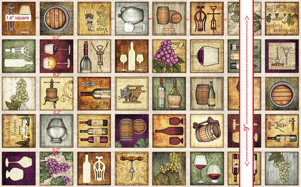 QT Fabrics, Cork & Barrel, Small Wine Patches