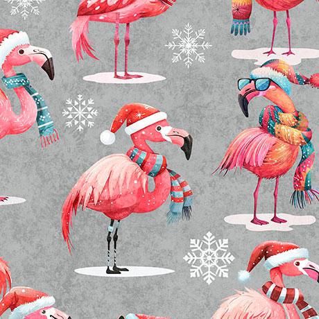 QT Fabrics, Deep Gotta Have It, Flamingos, Gray