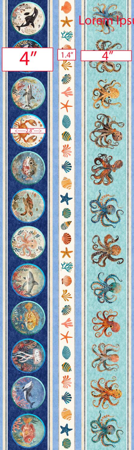 QT Fabrics, Deep Sea Dazzle, Border Stripe