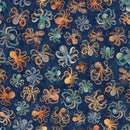 QT Fabrics, Deep Sea Dazzle, Octopus, Navy