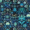 QT Fabrics, Folklore, Floral, Navy Blue
