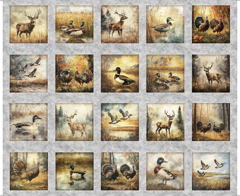 QT Fabrics, Forest, Field & Stream, Picture Patches Panel, 36" X 42"