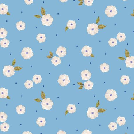 QT Fabrics, Morgan -  Tossed Flower Blue