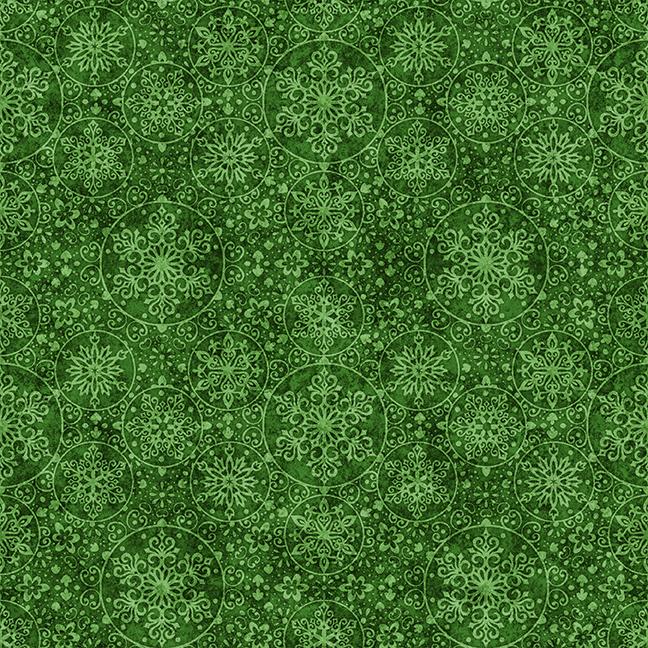 QT Fabrics, Santa's Workshop, Snowflakes, Green