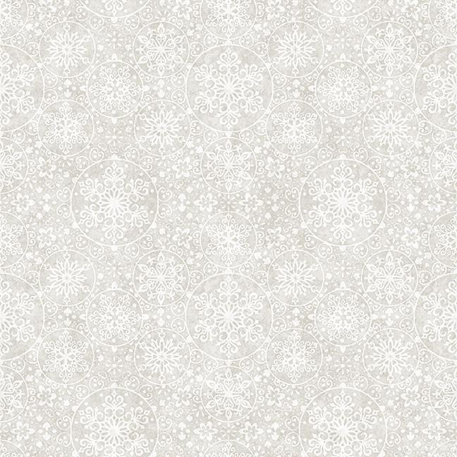 QT Fabrics, Santa's Workshop, Snowflakes, Lt Gray