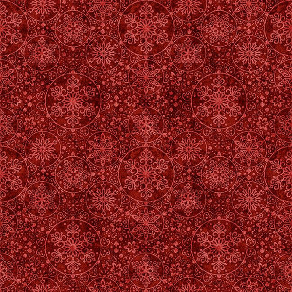 QT Fabrics, Santa's Workshop, Snowflakes, Red