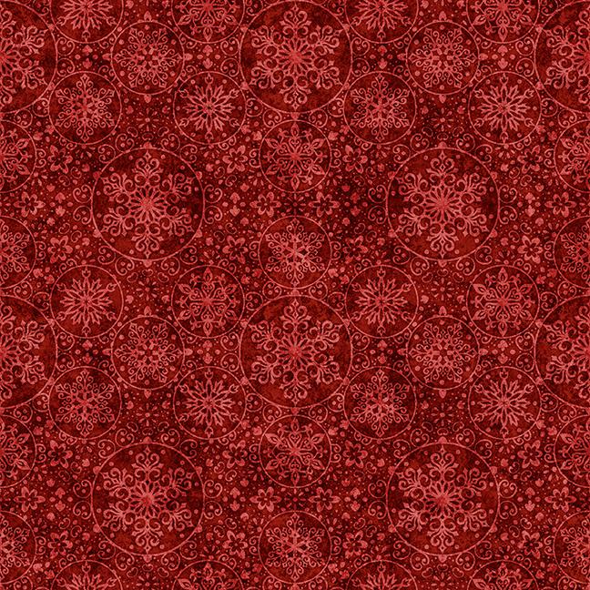 QT Fabrics, Santa's Workshop, Snowflakes, Red